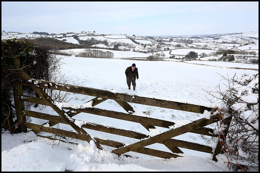 Snow blankets the Devon countryside near the village of Cadbury due to the MINI Beast from the East which struck over the weekend.